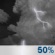 Tonight: A 50 percent chance of showers and thunderstorms, mainly after 3am. Increasing clouds, with a low around 57. North wind 3 to 6 mph. New rainfall amounts of less than a tenth of an inch, except higher amounts possible in thunderstorms. Tonight: A 50 percent chance of showers and thunderstorms, mainly after 3am. Increasing clouds, with a low around 57. North wind 3 to 6 mph. New rainfall amounts of less than a tenth of an inch, except higher amounts possible in thunderstorms.