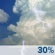 Sunday: A 30 percent chance of showers and thunderstorms, mainly after 5pm.  Mostly cloudy, then gradually becoming sunny, with a high near 92. Breezy, with a south wind 16 to 24 mph, with gusts as high as 34 mph.  New rainfall amounts of less than a tenth of an inch, except higher amounts possible in thunderstorms. 
